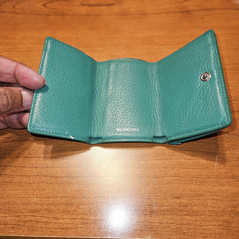 Balenciaga Green Leather Wallet